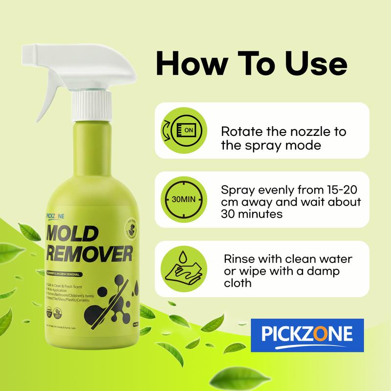 PICKZONE Mold Remover and Mildew Remover Heavy Duty Stain, Spray Bottle, 2026 Multi-Surface Stain Remover for Loader Washing Machine, Bathroom Grout, Shower, Caulk Tile, Wood, Concrete, Glass, and More