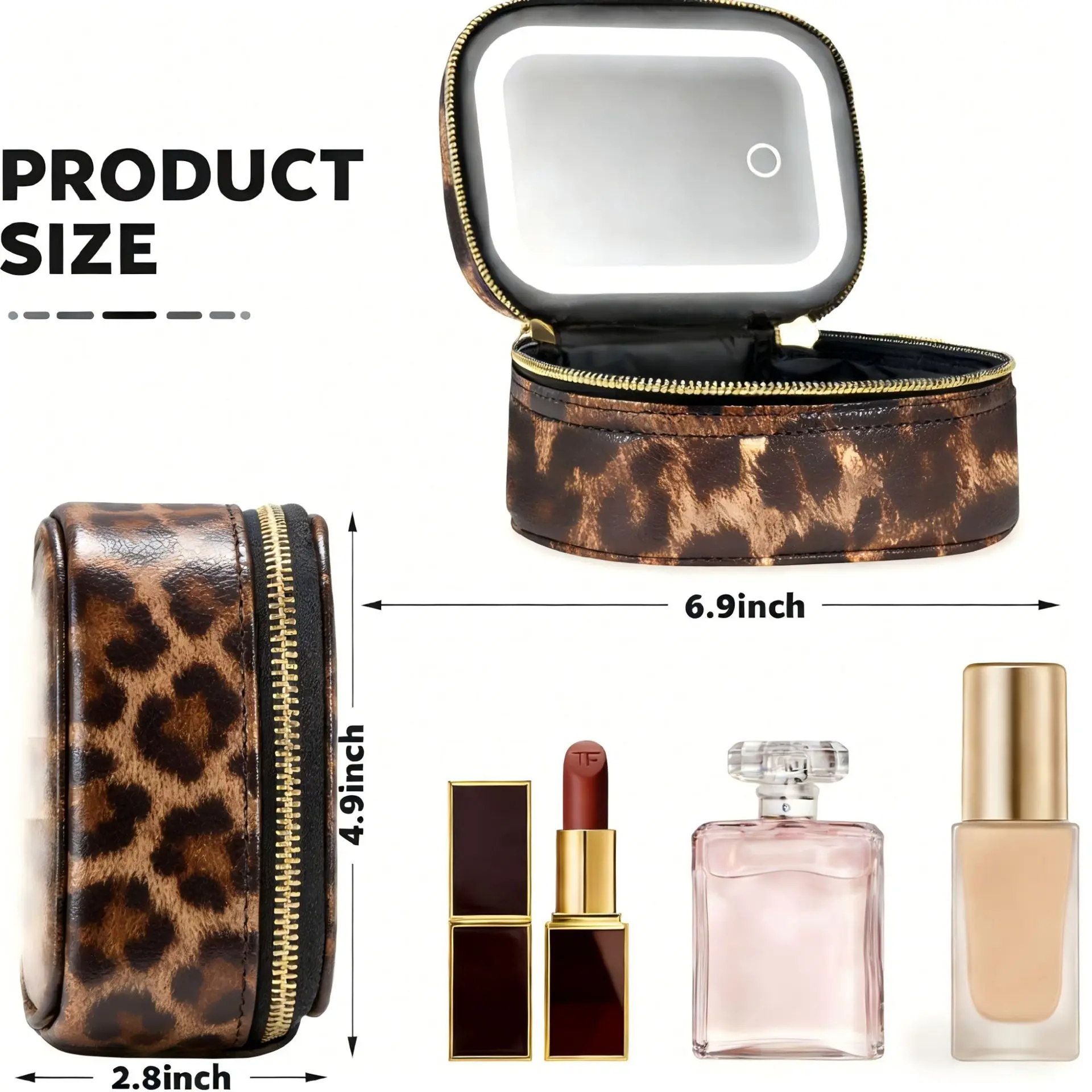 Women's Pink-Black Hard Shell Cosmetic Storage Bag, Adjustable Pink LED Mirror, Handle, Portable Travel Beauty Organizer for Makeup Accessories & Beauty Equipment, Ideal Daily Gift, Lightweight