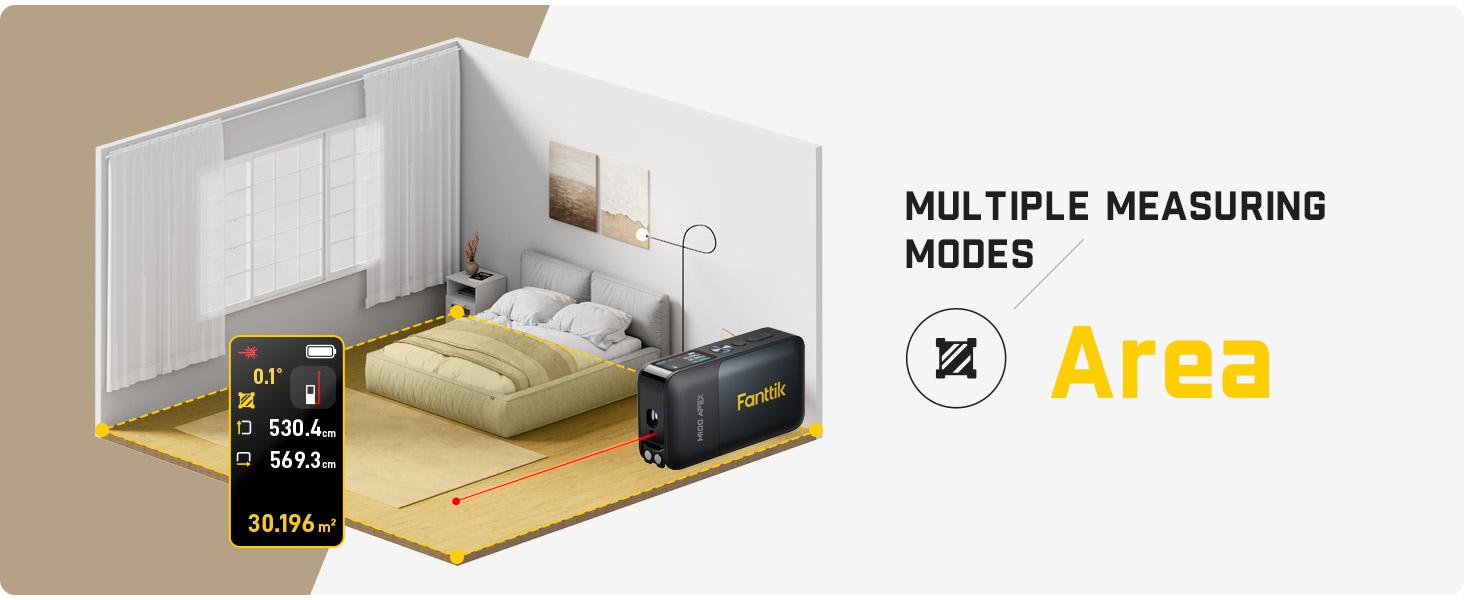 Fanttik M100 Apex 2-in-1 Digital Laser Tape Measure with HD IPS Color Display, 165Ft Rechargeable Laser Measurement Tool & 9.8Ft Measuring Tape, 6 Units Selectable, for Distance/Area/Volume