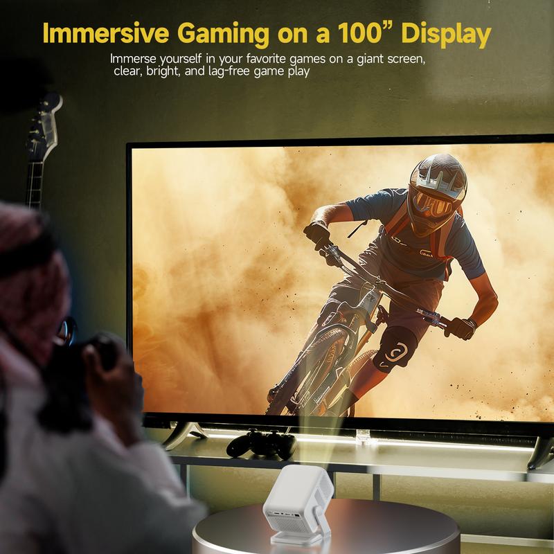 Auto Focus HY310X Projector 420ANSI With 4K Videosource Supported Full HD 1080P Auto Keystone Android 11 Built-in 5W Speaker BT5.2 for Outdoor Theater Stand Mini Portable Projector