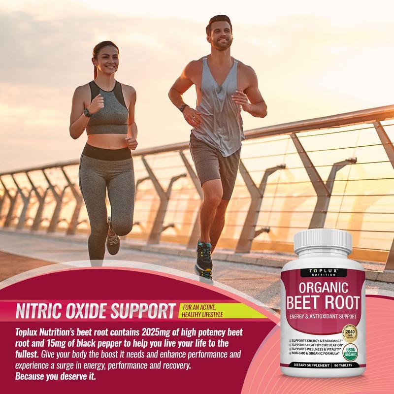 Toplux Organic Beet Root Tablets - Nitric OxideBooster Beetroot Supplement 2040mg