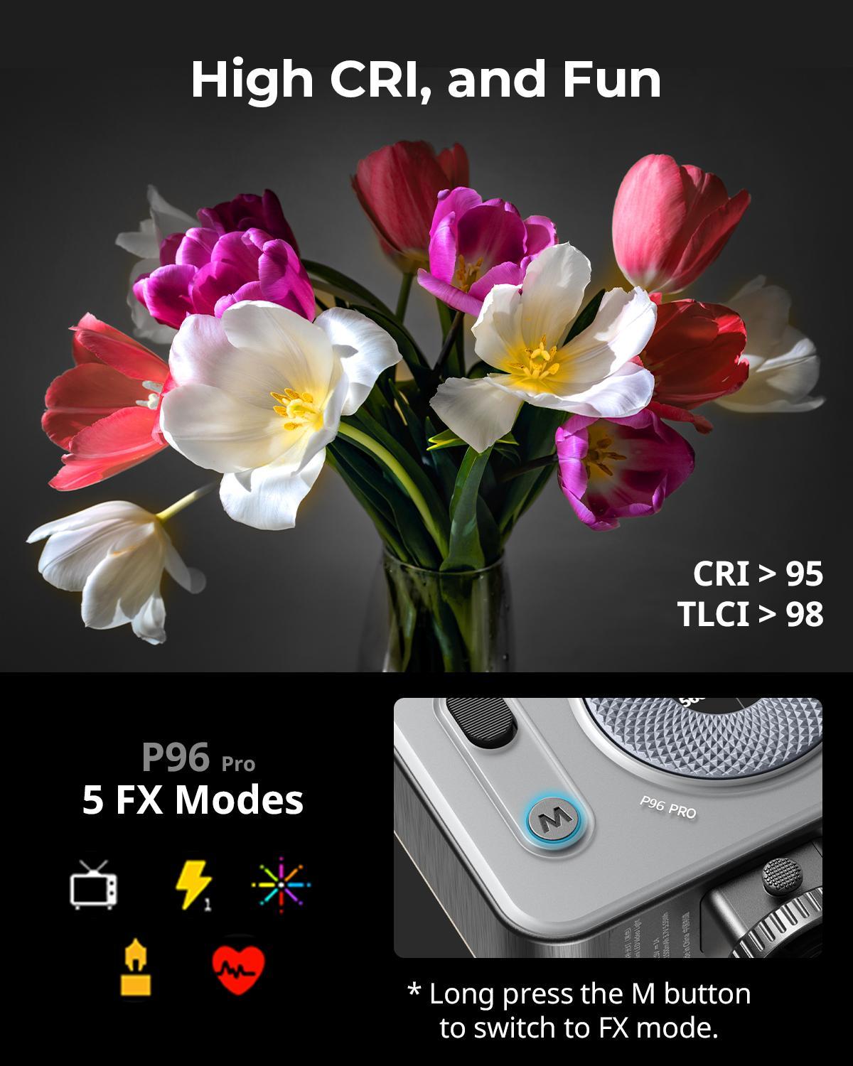 SmallRig P96 LED Mini Ring Light, Video Light,96 LED beads for Photography Video Lighting, Rechargeable 2200mA CRI 95 + 2700-6500K w 3 cold shoes Christmas gifts  Portable Camera Accessories Videography Equipment Vlogging Kit