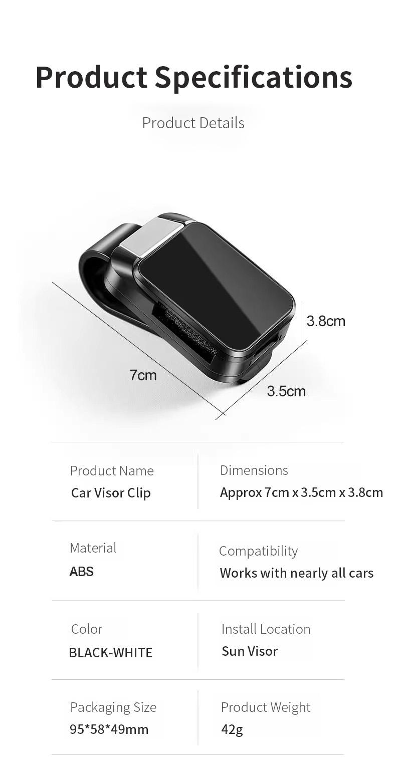 Universal Car Glasses Holder, Mirrored Glasses Clip, For Car Sun Visor, Glasses Hook Clip, Glasses Storage Clip, Car Interior Sun Visor Accessories,  Alloy Hidden Buckle