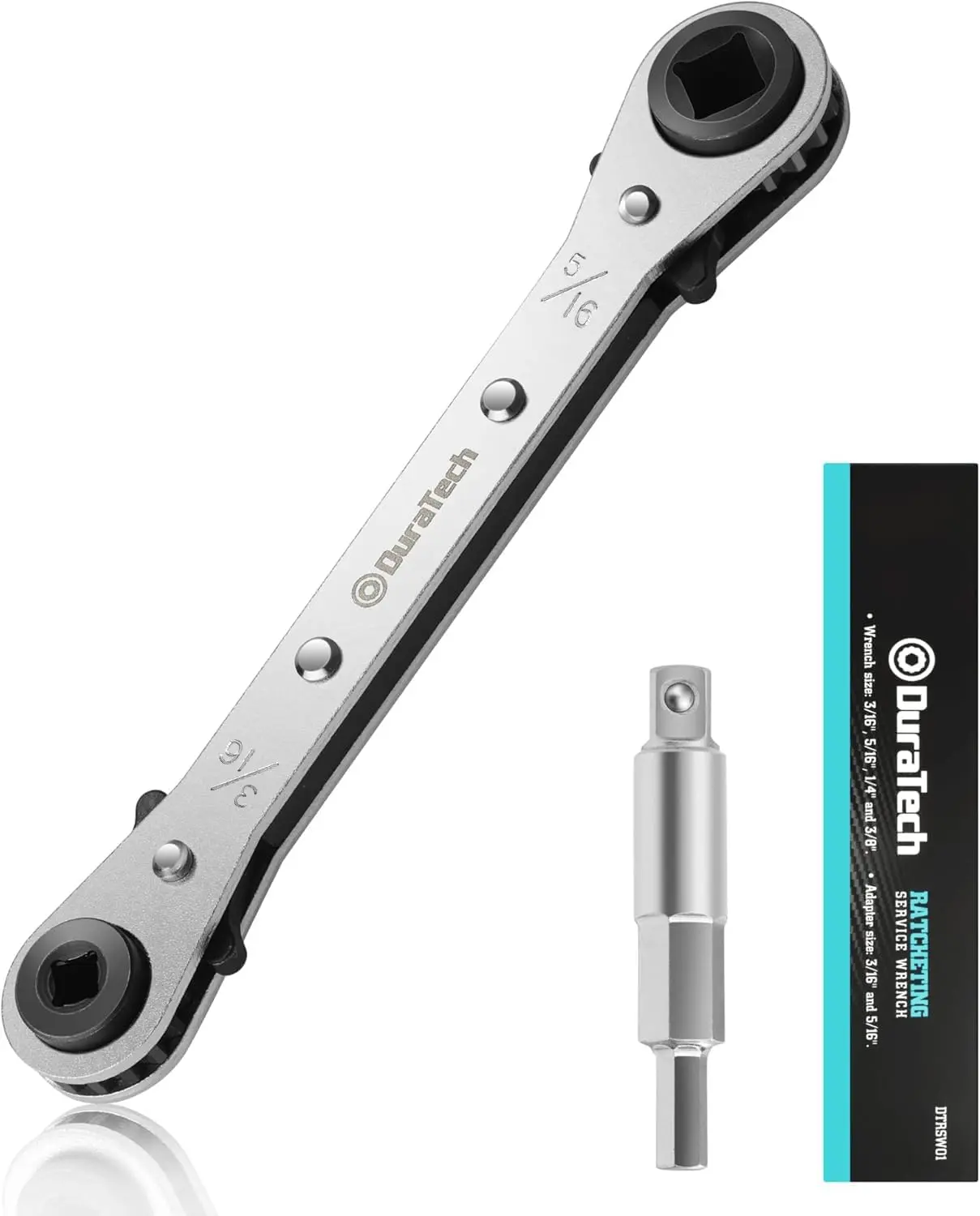 4 In 1 HVAC Service Wrench, 3/16"-3/8" Sizes (3/16", 1/4", 5/16", 3/8"), Hex Bit Adapter for Air Conditioning & Refrigeration Equipment, Multi-Size, All-In-One Multi-Tool Socket Wrenches