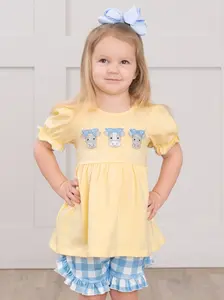 Embroidered Cows Gingham Ruffle Outfit Embroidered Cows Gingham Ruffle Outfit