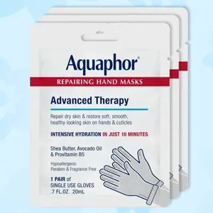 Aquaphor Repairing Hand Masks – Intensive Moisture Gloves with Avocado Oil & Shea Butter (3 Pairs)