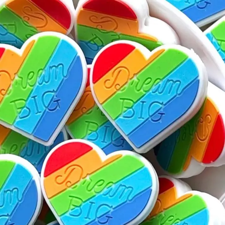 Dream Big Rainbow Heart Silicone Focal (1 pc)