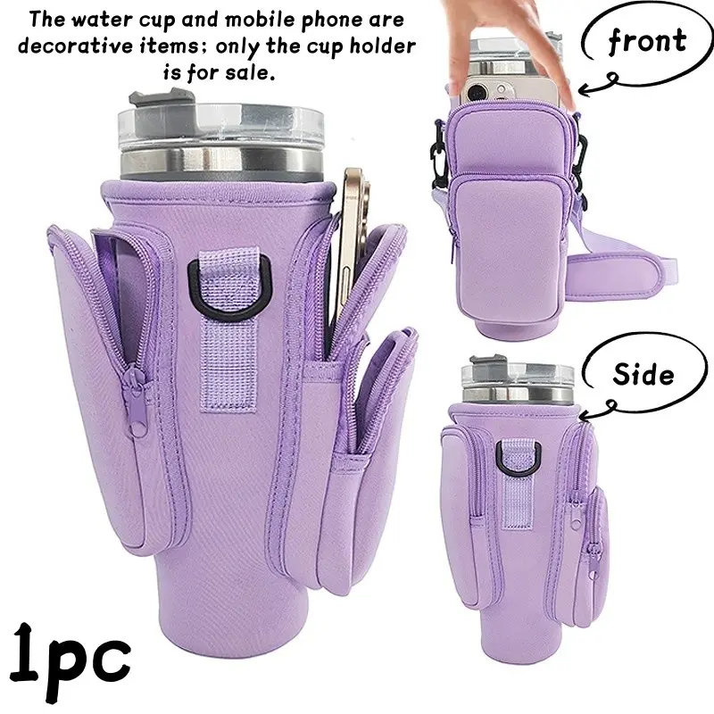 40 Oz Water Bottle Tumbler Sleeve Set with Phone Pocket, 3 Pockets Design, Perfect Holiday Gift Travel Storage Bag, Ideal for Outdoor Activities, Tumbler Accessories