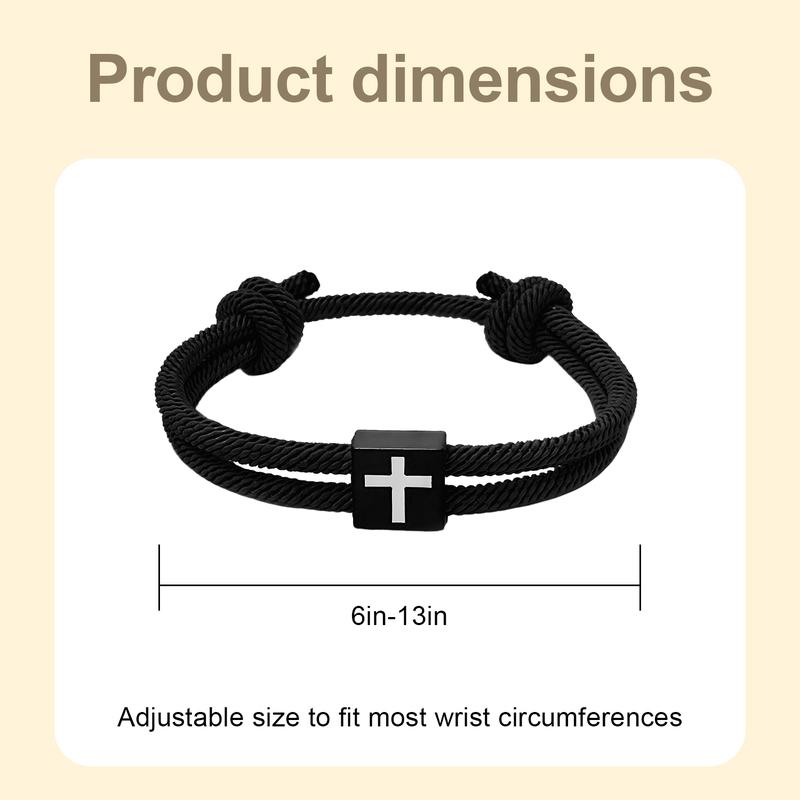 SGGUI 2PCS Adjustable Rope Braided Cross Bracelet,Braided Christian Bracelet for Men Women Teen Girls Fashion Jesus Bracelets Christian Baptism Gift, Valentine Gift