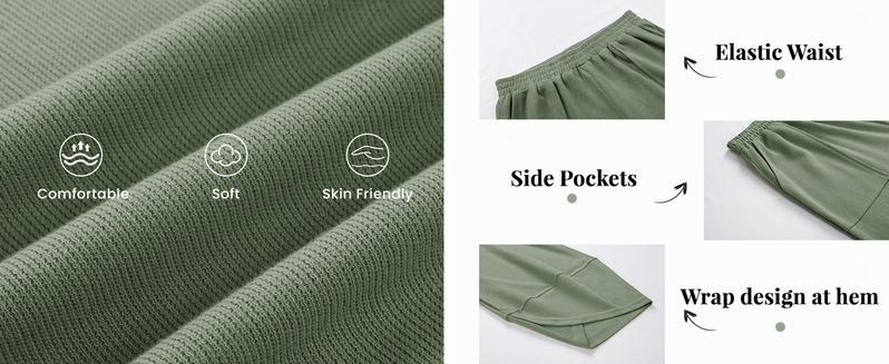 Naeduo Womens Baggy Wide Leg Pants  Casual Elastic Waisted Palazzo Harem Pants with Pockets Womenswear Bottom Wideleg Trouser Basic Fit for Hyrox