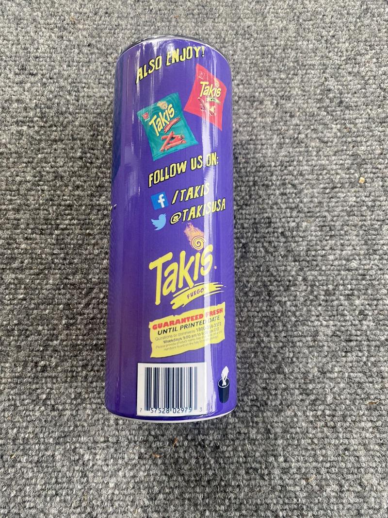 Takis Tumblers 20 Oz Skinny Straight, Stainless Steel Tumbler Come with straw and rubber bumper!