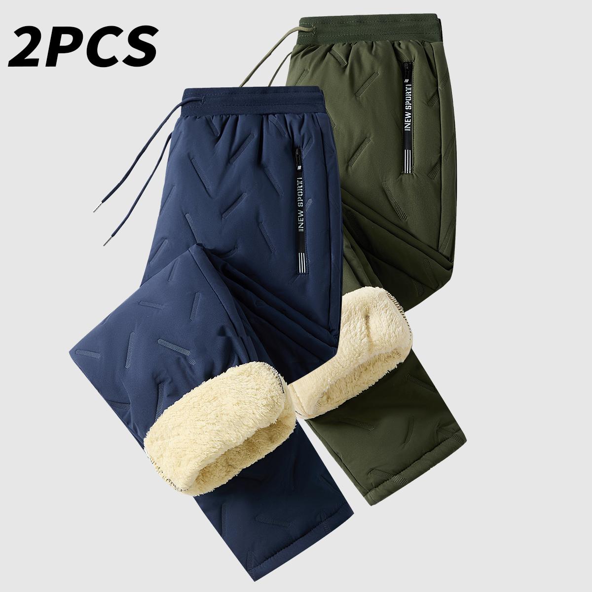 Men’s Warm Thermal Winter Snow Pants Ideal for Workouts & Outdoor Activities Machine Sweatpants Men Perfect for Extreme Cold Weather Layered Solid Color Design Regular Fit Menswear Top Stylish Trousers Men’s Casual Plain drawstring waistband