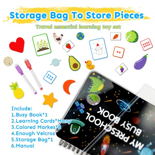 [30 Themes] Montessori Busy Book for Kids, Preschool Learning Activities, Toddler Busy Board, Gifts for Toddlers, Busy Tots Bilingual Toddler Markers, Travel Student Painting Supplies, Teaching Supplies, Easter Gifts Easter Basket Stuffers