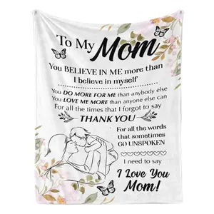 2026 Mother's Day Gift for Mom - To My Mom Soft Cozy Flannel Blanket, Heartfelt Thank You & I Love You Plush Throw, Sentimental Keepsake Gift for Mom from Daughter Son for Bedroom Sofa