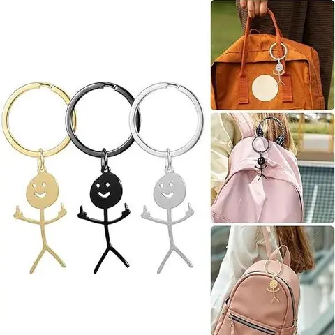 Cartoon Figure Shaped Keychain for Men & Women, Stainless Steel Keychain, Metal Key Chain, Cute Key Ring