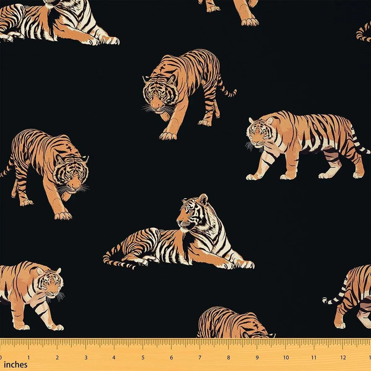 Tiger Fabric by The Yard Cartoon Wild Jungle Animals Fabrics for Sewing Lovers Cute Tigers Decorative Fabric for Room Decor and DIY Soft Polyester No Stretch
