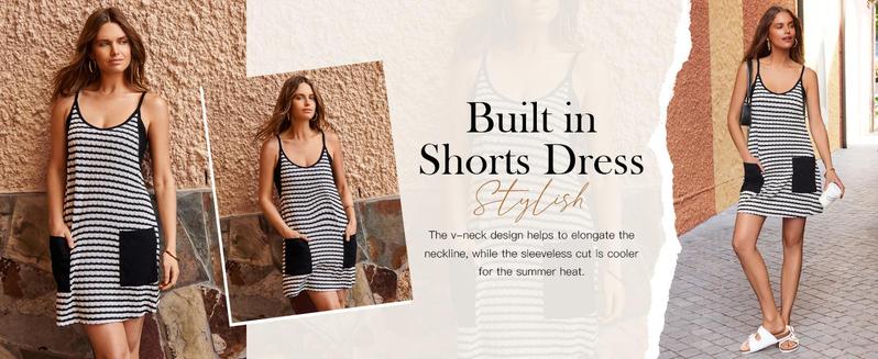 Imily Bela Womens Tennis Athletic Dress Mini Romper Dress with Built in Shorts Summer Vacation Outfits