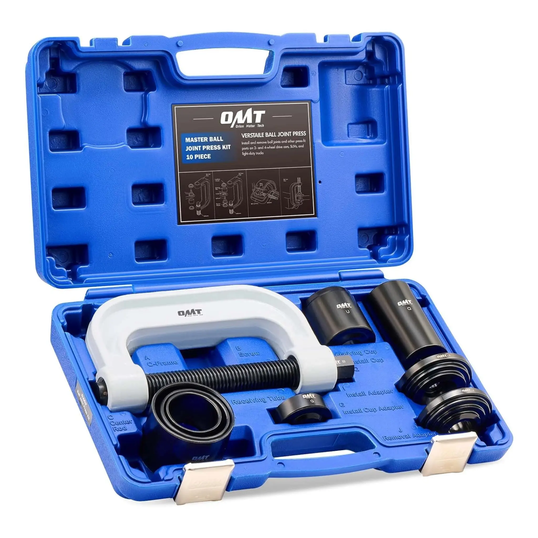 【SpotlightDay】Orion Motor Tech Ball Joint Press Kit, 10 pcs C-press Ball Joint Remove and Install Tools, for most 2WD and 4WD Cars，Heavy Duty Ball Joint Repair Kit for Automotive Repair, Repair Tool Kit