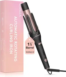 Automatic Hair Curler, Automatic Rotating Curling Iron 1 1/4 Inch for Long Hair, 2 in 1 Hair Straightener and Curler, Ionic Curling Wand with 3 Temperatures, Dual Voltage, Anti-Scald, Auto Shut-Off