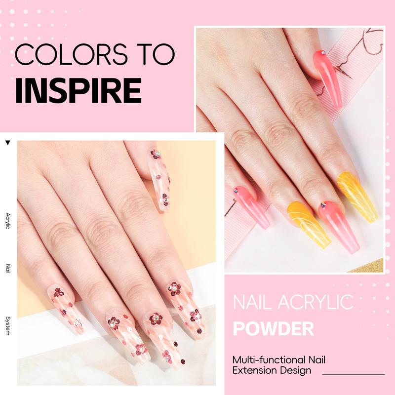 COSCELIA Acrylic Nail Kit for Beginners | Nude Acrylic Powder, UV Gel Polish & Glitter Decorations | Complete Gift for Women