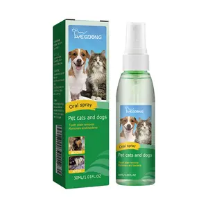 PruFlo Pet Tooth Deodorizing Spray Universal Oral Hygiene Cleaner for Cats and Dogs 30ML/1.01FL.OZ Refreshing Breath Spray Remove Oral Odor Tooth Debris Remover