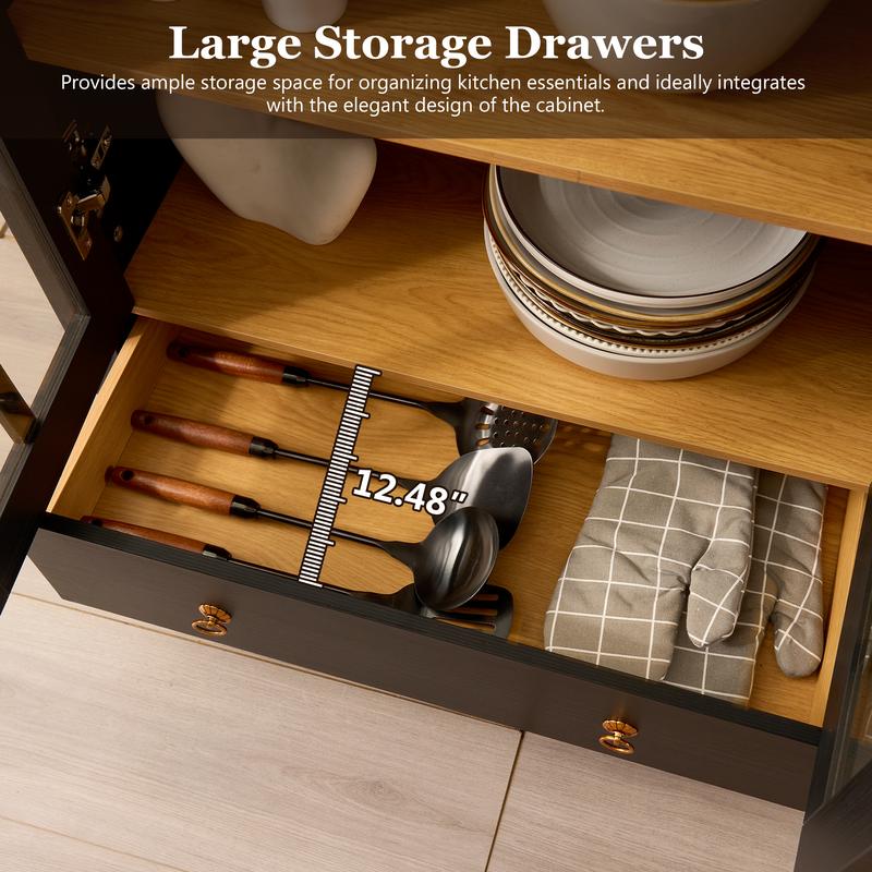 【Jumpstart Sale】Ovios 71" Tall Arched Kitchen Pantry with Glass Door & Magnetic LED Lights, Modern Farmhouse Deep-Drawer Livingroom Storage Cabinet, Eco Wood Panel, Cupboard for Kitchen/Dining/Bathroom/Toy 【Jumpstart Sale】Ovios 71" Tall Arched Kitchen Pantry with Glass Door & Magnetic LED Lights, Modern Farmhouse Deep-Drawer Livingroom Storage Cabinet, Eco Wood Panel, Cupboard for Kitchen/Dining/Bathroom/Toy