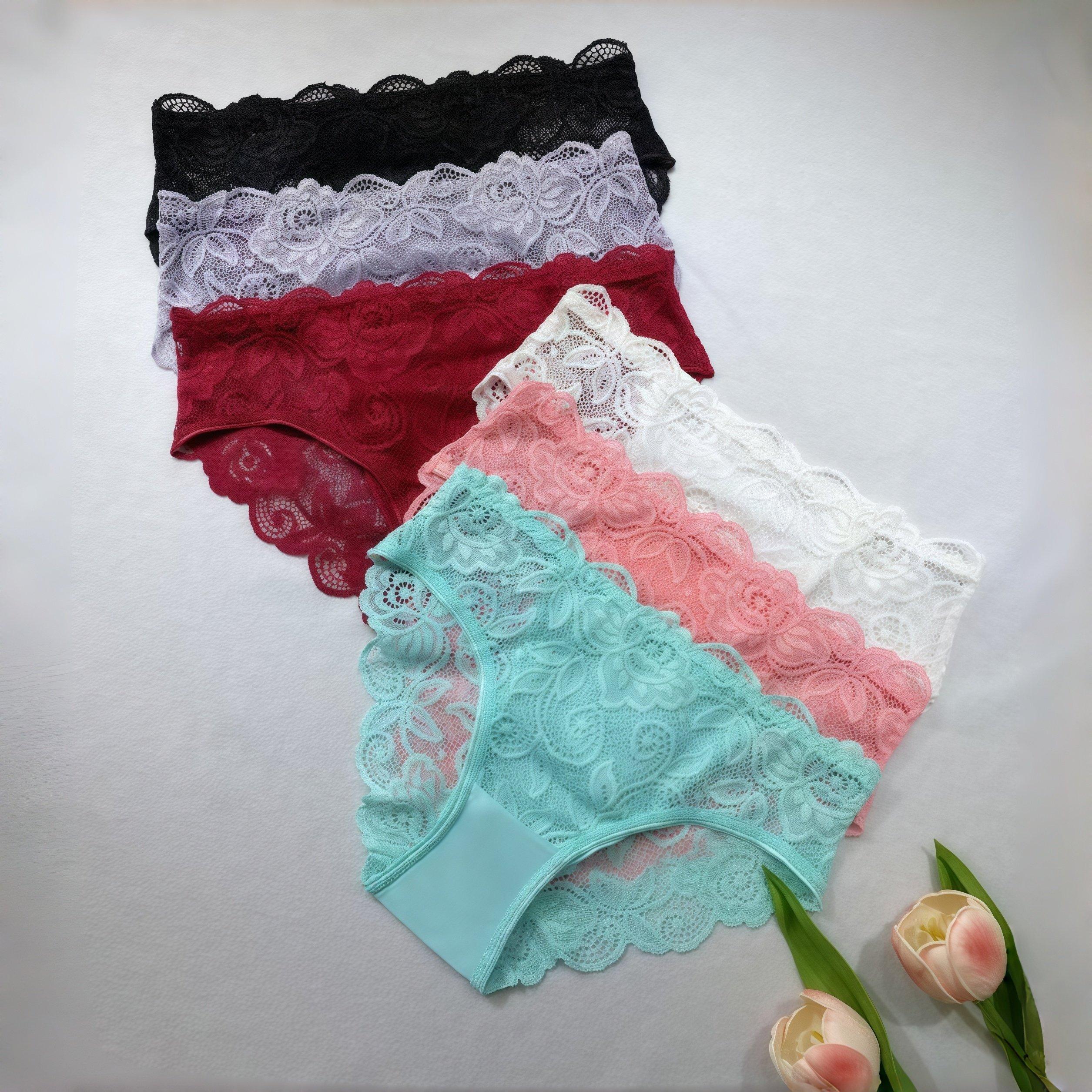 HH   18-piece women's plus-size panties: comfy & simple, soft/skin-friendly, sweat-absorbent & breathable. Wide elastic waist (no tightness/rolling) fits curves; rose-print semi-transparent,  for home/daily commute.Valentine's Day gift Womenswear Style