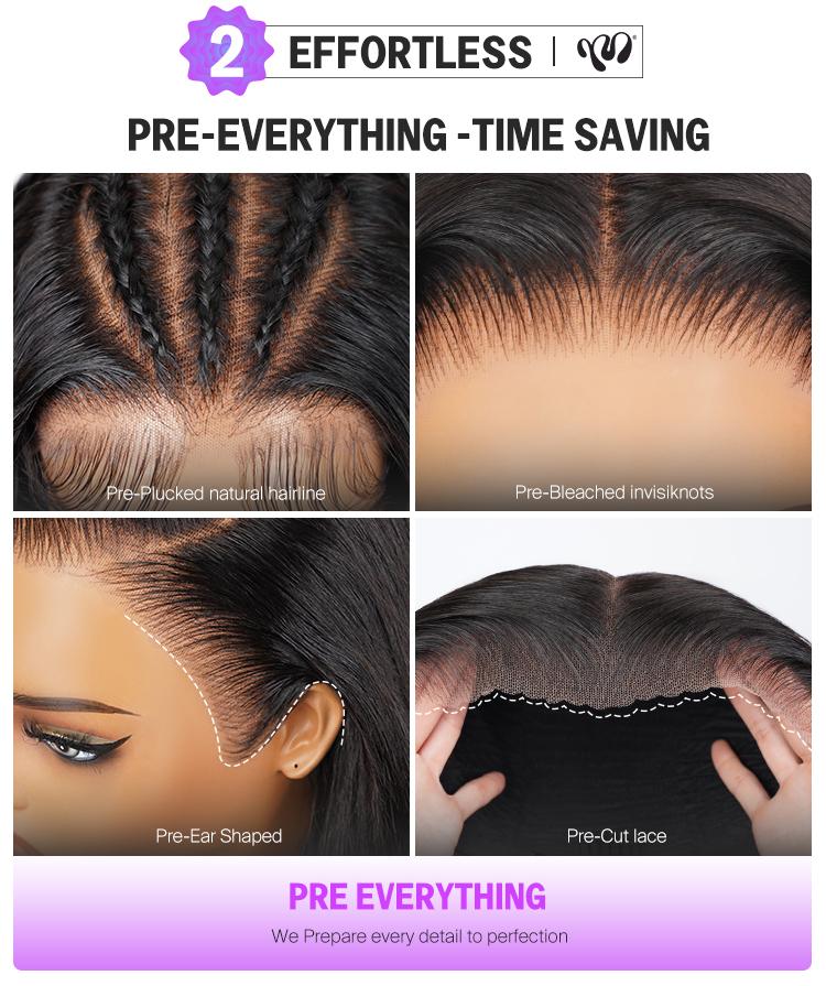 [36inch] Megalook 13x6 Glueless Lace Frontal Wig Pre-Everything Ear To Ear Natural Hairline HD Lace Skin Melted Silky Straight Human Hair Wigs With Drawstring SpringStatements