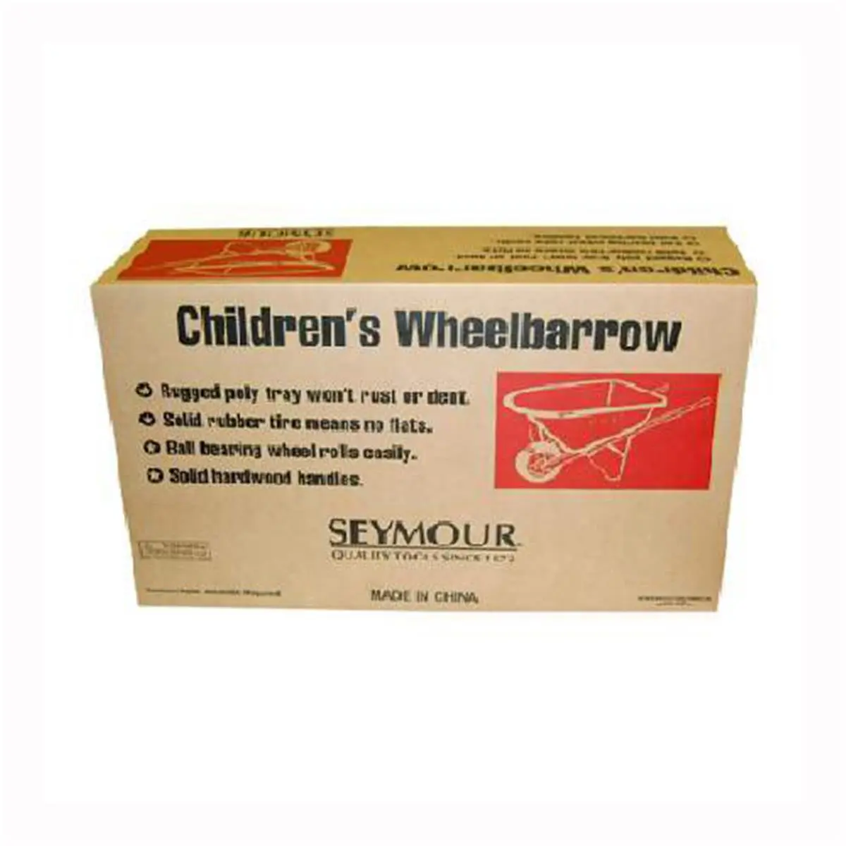 Seymour Midwest Llc Junior Size Children's Red Wheelbarrow Kit - Ball Bearings, Rubber Tires, Poly Tray, Steel Parts, Cross Bracing (Home Improvement Building Supply Trolley)