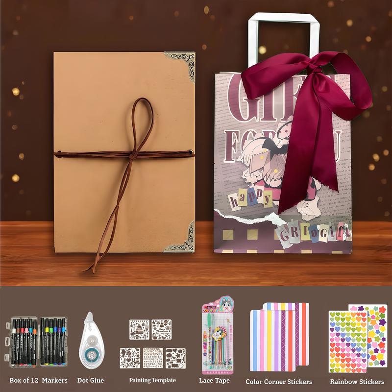 99+ Inch Accordion Foldable Scrapbook Album - Preserves Memories, for Weddings, Travel, Lovers, Friends, Graduation, Anniversary, Family | DIY Craft Kit with Markers, Stickers, Dot Glue & Gift Bag