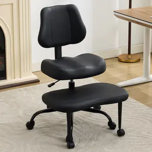 Ergonomic Cross Legged Office Chair, Criss Cross Chair with Wheels, 360°Swivel ADHD Meditation Kneeling Yoga Seat with Adjustable Height, Ergonomic Back Support and Leg Rest,