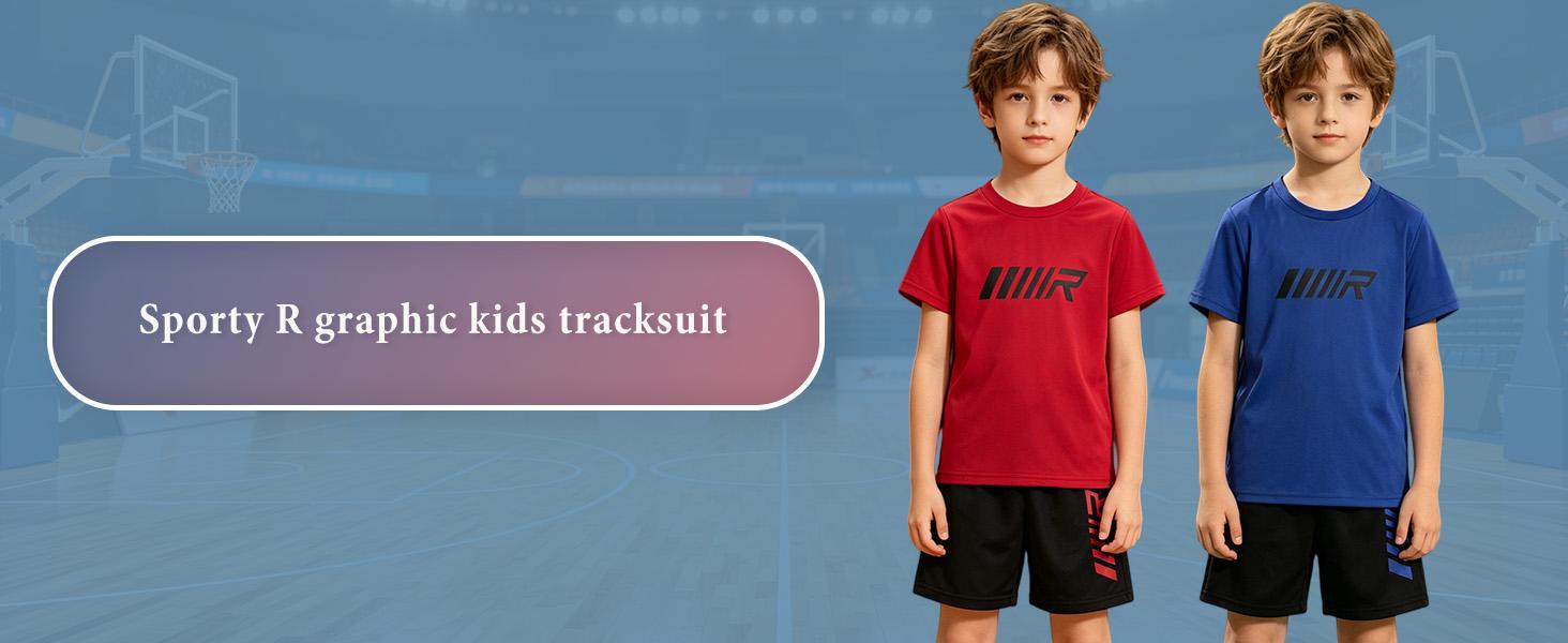 #SummerVibes Boys' 6-Piece Sporty Style Tee Shorts Set - Crew-Round Neck Breathable Athletic Tees, Casual Shorts for Ages 3-14 Spring-Summer Alphabet Kids' Fashion Suits, Crew Neck
