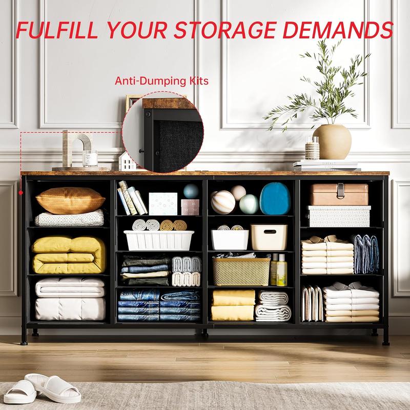 14 Drawer Dresser, 63 in Fabric Dresser TV Stand with Power Outlet for 65 70 75 in TV, Long Entertainment Center for Bedroom, Closet, Living Room, Entryway 14 Drawer Dresser, 63 in Fabric Dresser TV Stand with Power Outlet for 65 70 75 in TV, Long Entertainment Center for Bedroom, Closet, Living Room, Entryway