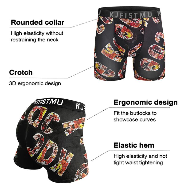 KJFISTMU Menswear 5-Pack Boxer Briefs Set Cool Breathable Moisture-Wicking Anti-Chafing Viscose Bamboo Fiber Ultra-Soft Elastic Year-Round Sports Casual Socks Gym