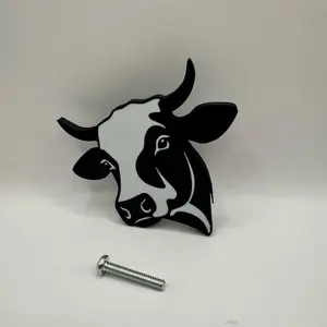 Cute Cow Head Knob Pull Handle for Dresser Cabinet Drawer Kids Room Decoration - Includes Hardware