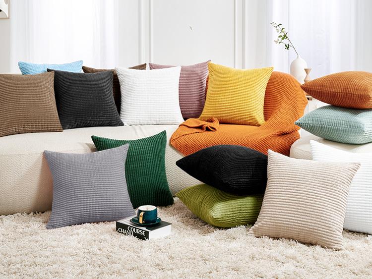 Deconovo 4-Pack Throw Pillow Covers, Soft Corduroy Fabric with Striped Pattern, Perfect for Sofa, Bedroom, and Living Room