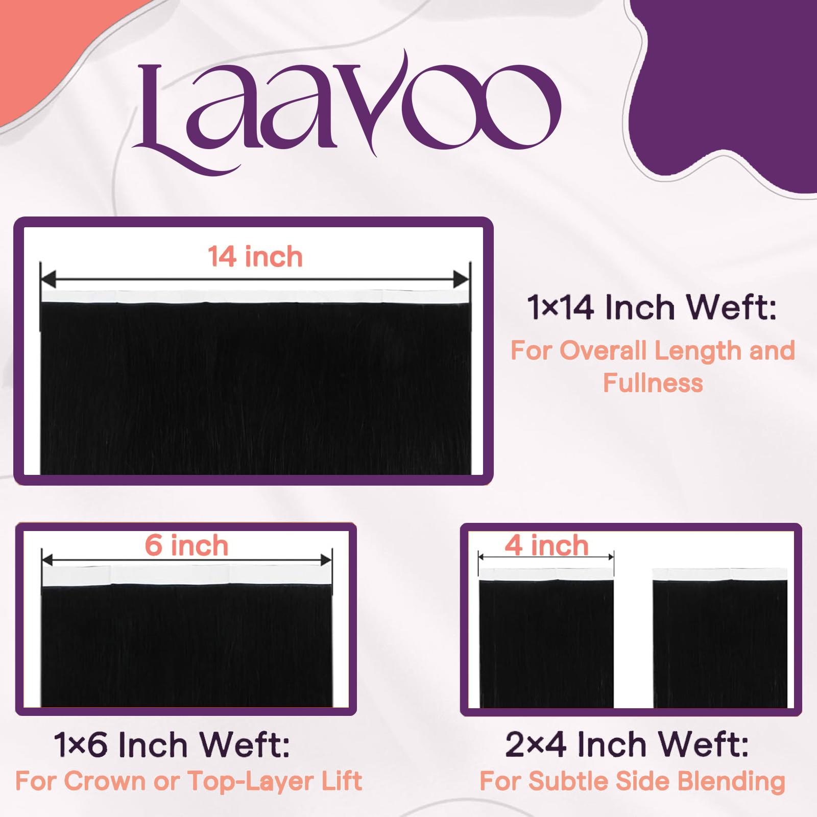 LaaVoo Tape in Hair Extensions PU Wide Tape in Extensions Long Genius Weft 4 counts 90-120 Grams SpringStatements