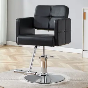 Hair Salon Chair Hydraulic Barber Chair for Home Barbershop, Styling Chair for Hair Stylist Heavy Duty, Hairdressing Beauty Spa Equipment black salon style chair with silver metal support legs