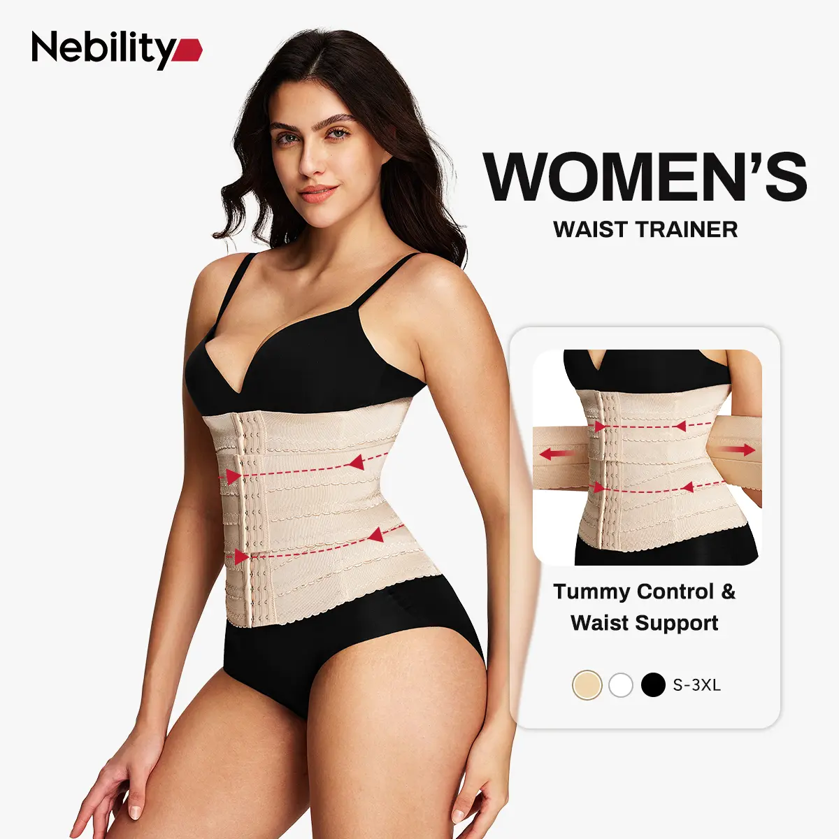 [MAX] Nebility Women's 2-Piece Sports Shapewear Set - Waist Slimming Adjustable Waist Cincher & Breathable Sports Belt, Waist Trainer Comfort Compression Activewear Basic Minimalist #Back To School