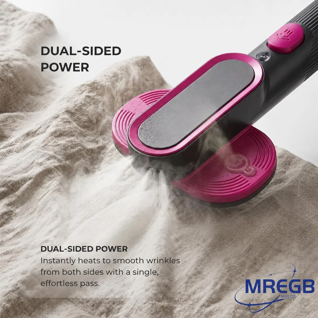 MREGB Portable Handheld Steamer Iron for Clothes, 2-in-1 Garment Steamer & Mini Iron with 5s Fast Heating, Quick Wrinkle Remover, Large Ceramic Panel & 90° Swivel Handle, Perfect Travel Clothing Steamer for Home & Dorm summervibes tiktokshopbacktoschool