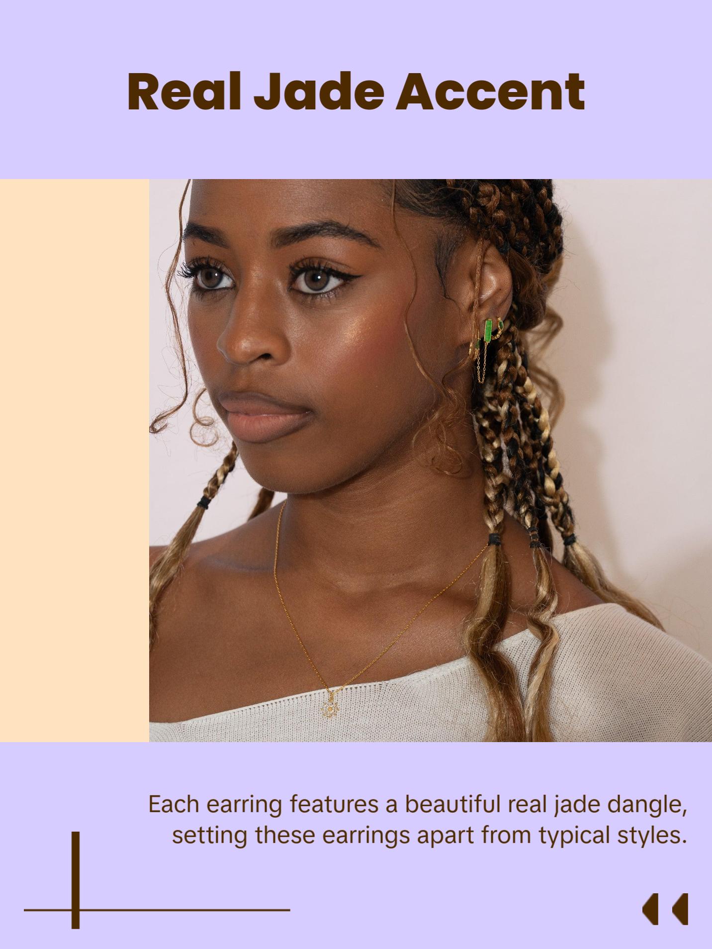 Jade Dangle Chain Stud Earrings