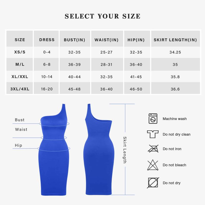 FeelinGirl Eco-friendly High Elastic Bodycon Dress One Shoulder Body Shaping Skirt Sexy Basic Womenswear