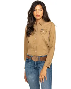 Wrangler Women's Solid Long Sleeve Snap Western Shirt - 10Lw1031t