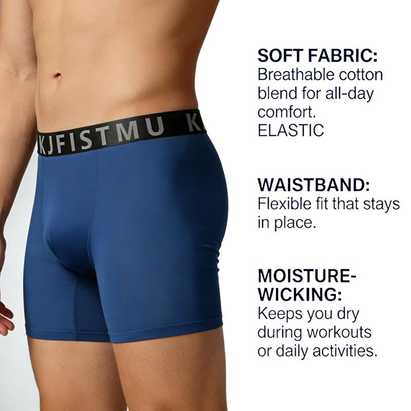 KJFISTMU 12/8/4-Piece Men's Boxer Briefs Set - Solid Color Simple Design, Men's Boxer Briefs (Breathable Polyester Blend, Comfortable Fit, Machine Washable, Suitable for Teenagers and Adults) Basketball and Cycling Protective Gear in Gray, Blue, Black