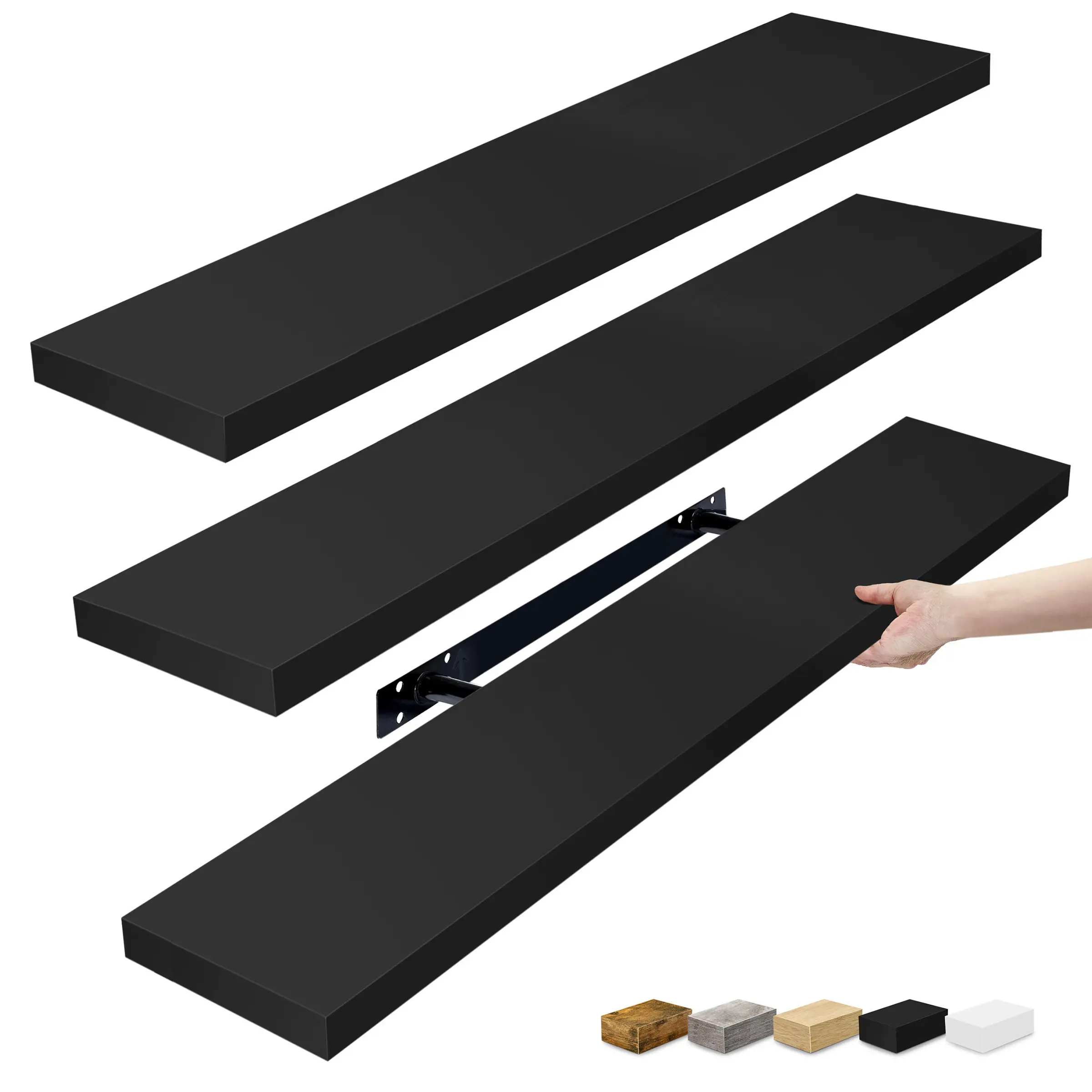 Sorbus 3-Piece Large Rectangle Floating Shelves Set - Easy-Install Organizer, Wall Decor, Shelves for Bedroom, Fits Any Wall, Trophy Display Home Accessory, Installation, House Decor