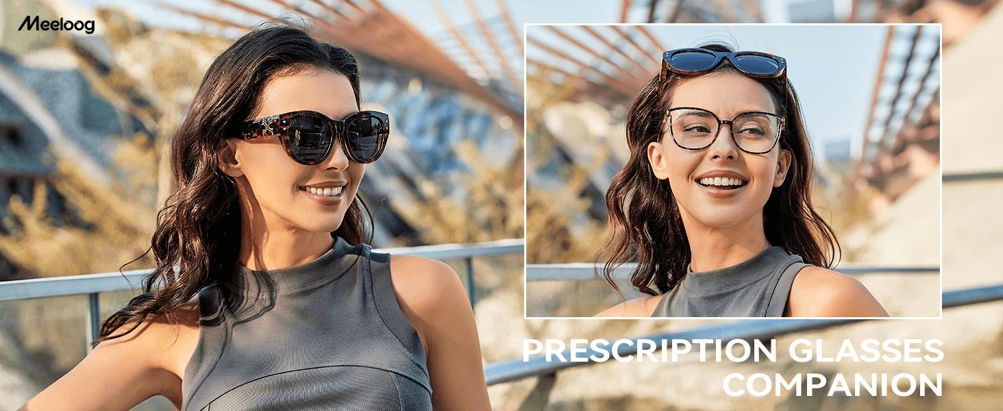 Meeloog Polarized Fit Over Sunglasses For Women, Trendy Round Tac SunGlasses Lightweight Wrap Around Shades ST0080 Gift Idea Brand Filter Effective Fashion Lens Flexible Antiglare Tri Acetate Cellulose Coating sunglasses women