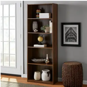 5-Shelf Bookcase with Adjustable Shelves, Canyon Walnut 5-Shelf Bookcase with Adjustable Shelves, Canyon Walnut