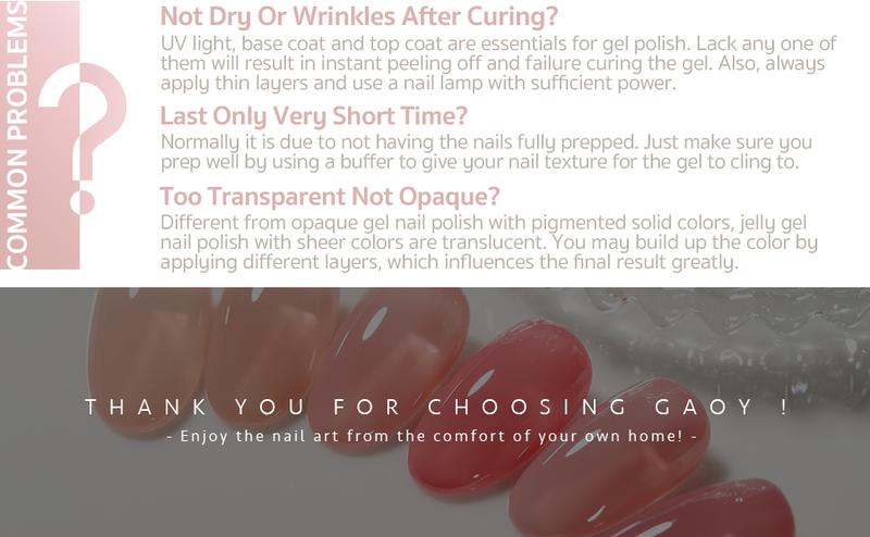 GAOY Queen Nude Jelly Gel Nail Polish Set, 6 Transparent Colors Sheer Pink Neutral Gel Nail Kit for Salon and Nail Art DIY at Home