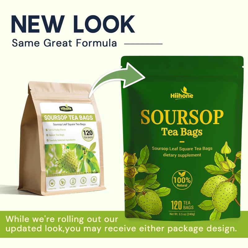 Hiihone Soursop Tea Bags  Natural Graviola Leaf Tea Bags for Wellness & Digestion Support No Sugar No Caffeine Rich in Vitamins C, Fiber & Antioxidants, loose leaf tea