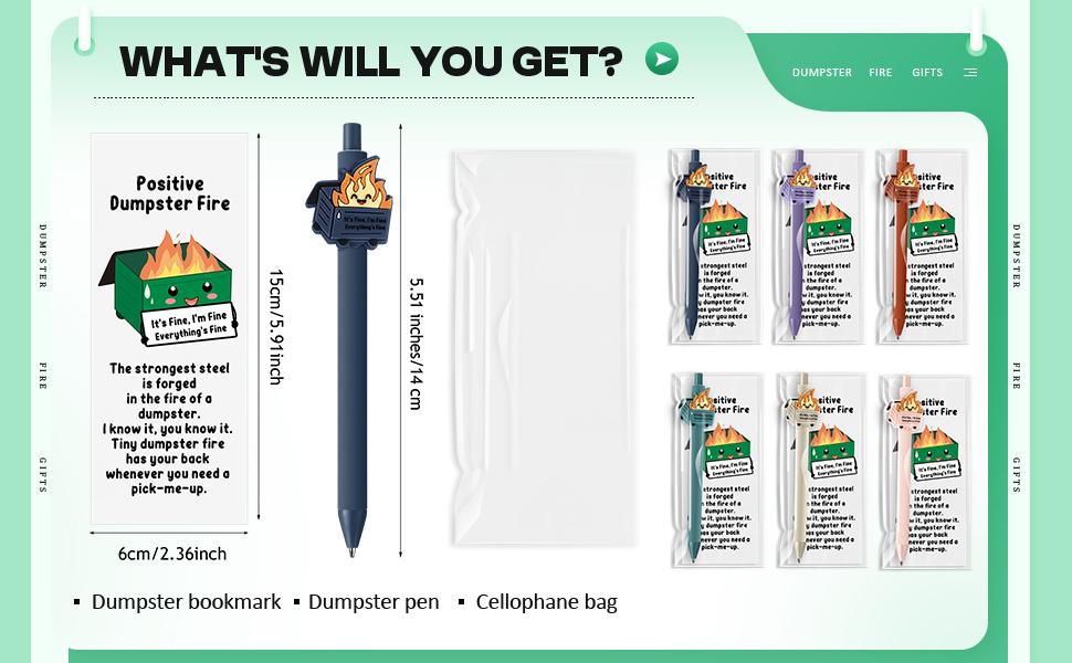 Dumpster Fire Pens Funny Luminous Ballpoint Pen for Easter Office Gift Emotional Support Dumpster Fire Easter Party Positive Gift for Coworkers Teacher Employee Appreciation Gift School Ofiice Supplies New Year Gifts